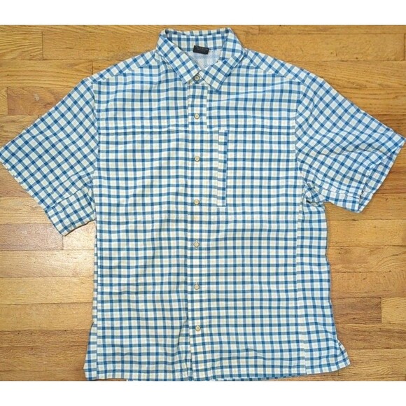 Other - Vertx Men's Button Snap Shirt Blue Plaid Short Sleeve Vented Sz Medium EUC